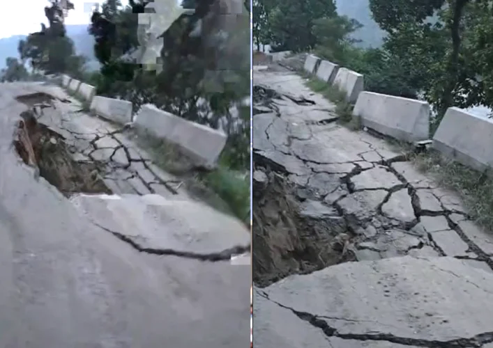 धादिङको गलौँदी नजिकै सडक भासियो,पृथ्वीराजमार्ग पूर्ण अवरुद्ध
