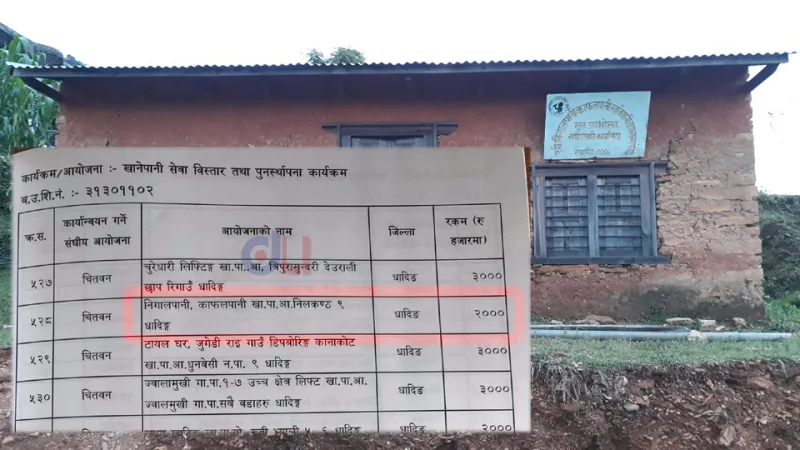 नीगालपानी–काफलपानी खानेपानी आयोजनाको लागि २० लाख बजेट प्राप्त