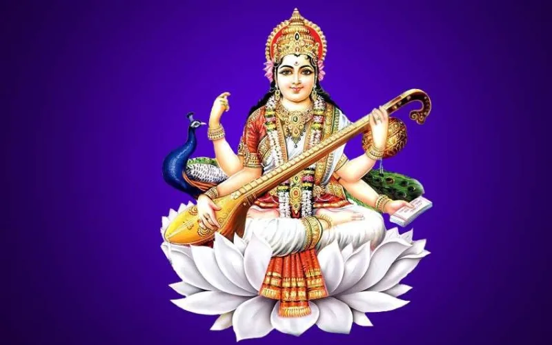 विद्याकी देवी सरस्वतीको पूजा गरिँदै