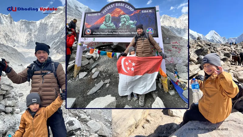 सिंगापुरका ५ वर्षिय बालक पैदल हिडेर सगरमाथाको आधार शिविर पुगे, राखे किर्तीमान