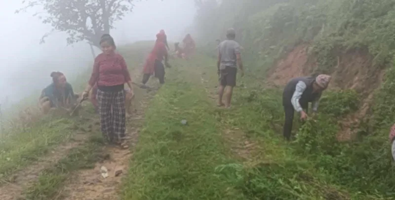 धादिङको मधुवनमा गठित डांडा टोल सुधार समितिद्वारा सरसफाई