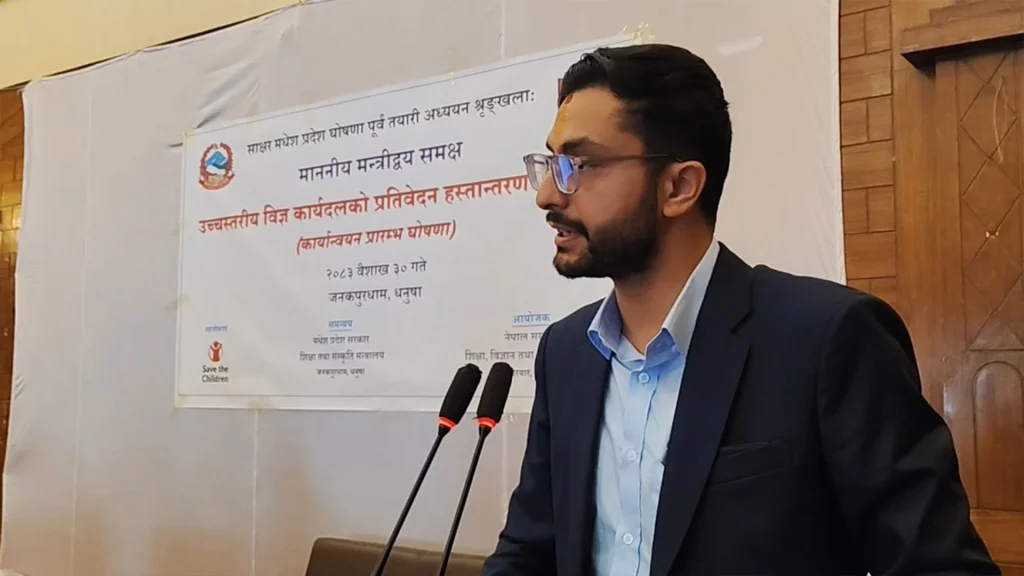 मधेसको साक्षरता बढाउन ‘व्यक्तिदेखि व्यक्तिसम्म’ सिकाउने पद्धति अवलम्बन गरिने : मन्त्री पोखरेल