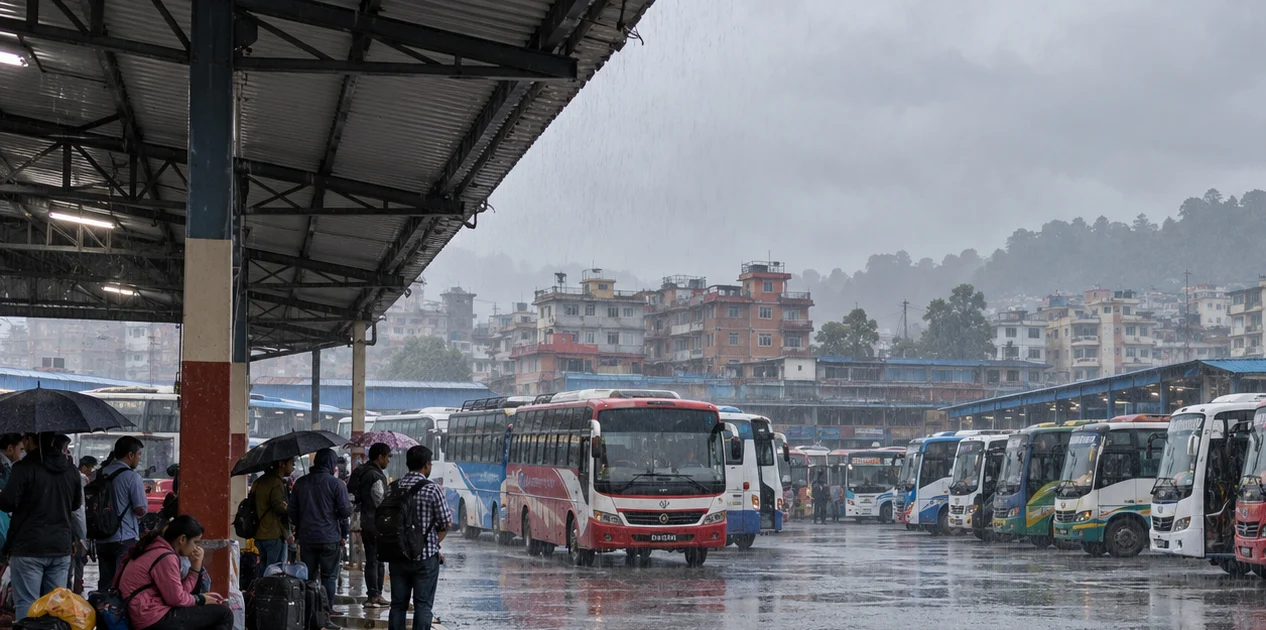 काठमाडौँ जोड्ने राजमार्ग बन्दः रोकिए सार्वजनिक बस