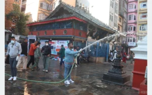 तरुण दलको ७४औँ स्थापना दिवस: सङ्कटा मन्दिर परिसरमा सरसफाइ