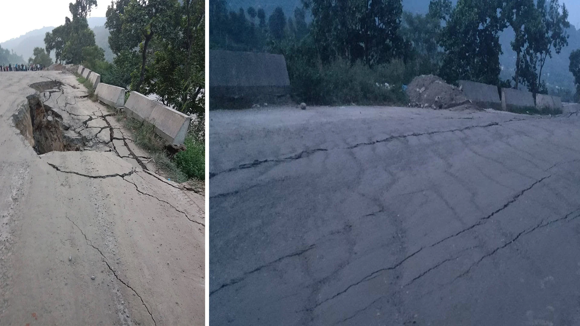 सडक भासिएपछि पृथ्वी राजमार्गमा सवारी आवागमन बन्द