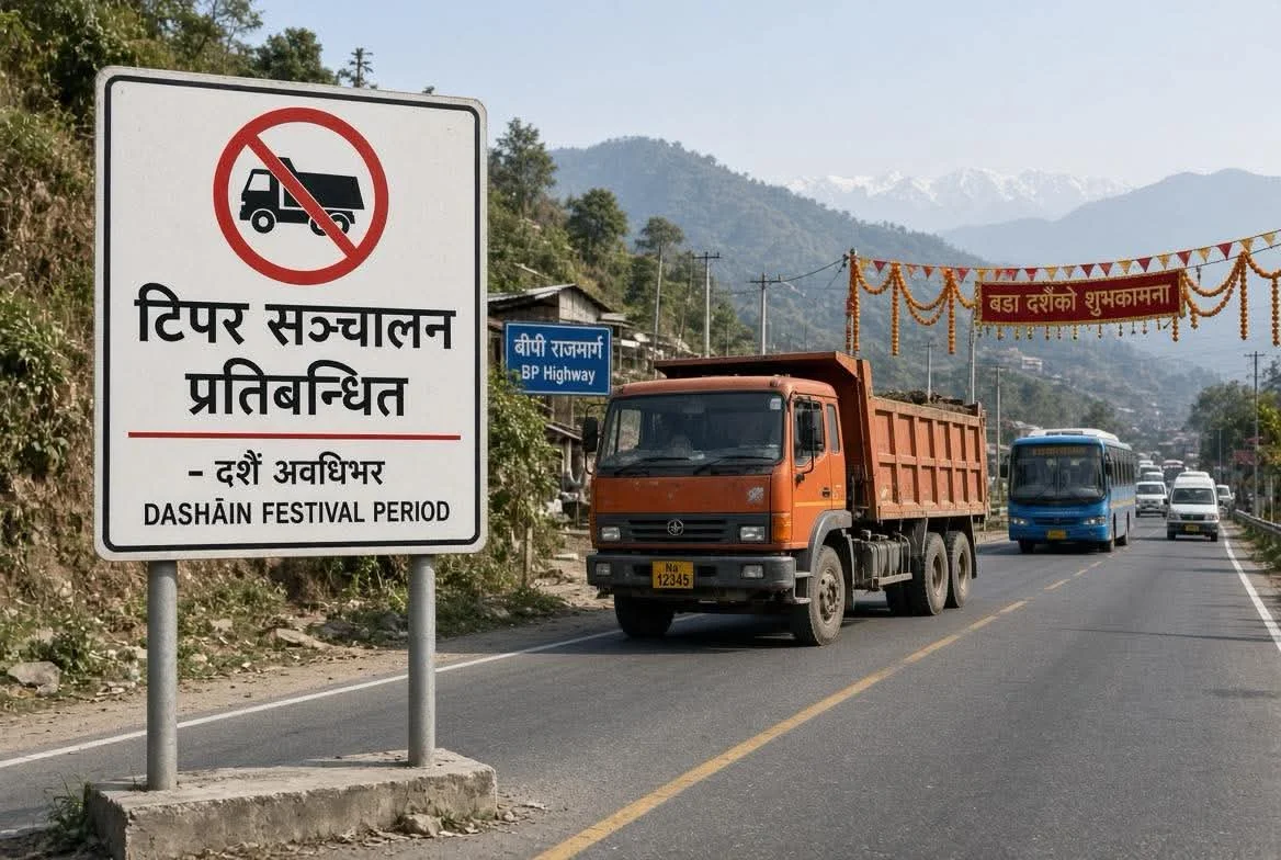 काभ्रेपलाञ्चोकमा दशैं अवधिभर टिपर सञ्चालन पूर्ण रूपमा प्रतिबन्ध