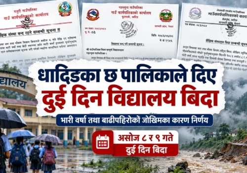 धादिङका छ पालिकाले दिए दुई दिन विद्यालय बिदा