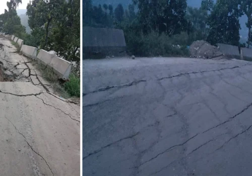 धादिङको गलौदीमा सडक भासिएपछि पृथ्वी राजमार्ग पूर्ण रूपमा बन्द