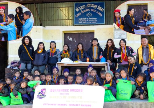 रुवीभ्यालीको दुर्गम बस्तिका बालबालिकालाई न्यानो कपडा तथा शैक्षिक सामाग्री वितरण
